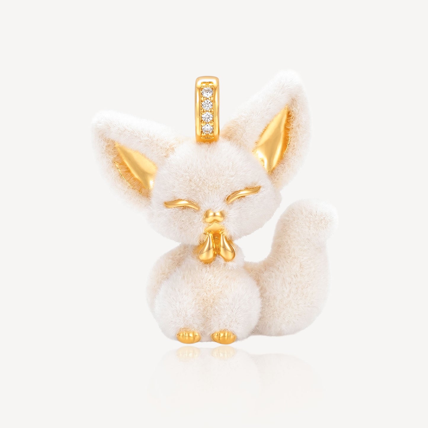 999 Gold 毛绒狐狸 (Hold Chin) Pendant