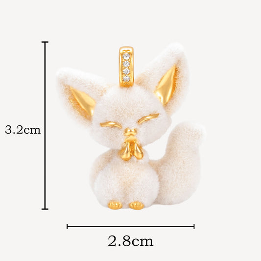 999 Gold 毛绒狐狸 (Hold Chin) Pendant