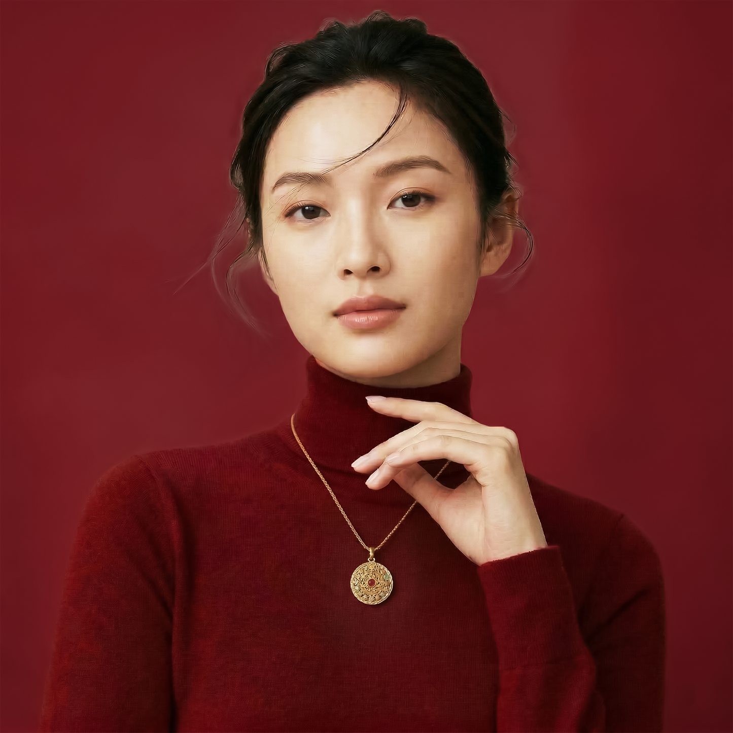 999 Gold 八宝罗盘 Necklace