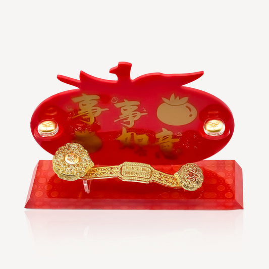 999 Gold 事事如意 Ornament[金如意&柿子]-0.90GM