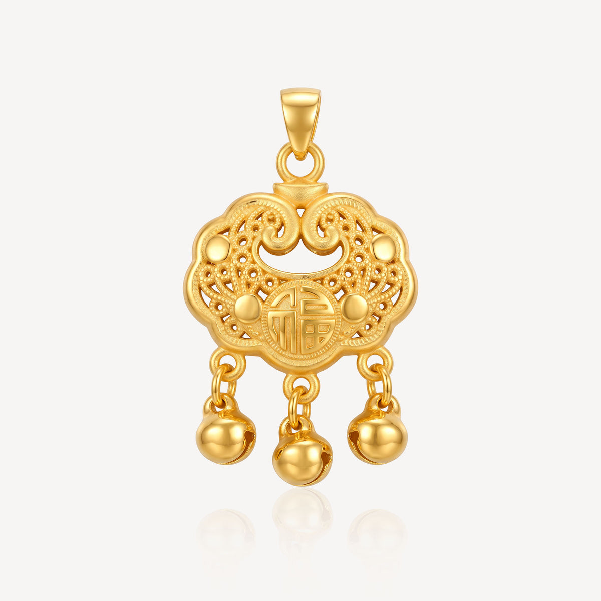 999 Gold 福 平安锁 Pendant - Top Gold Shop Gold Jewellery in singapore