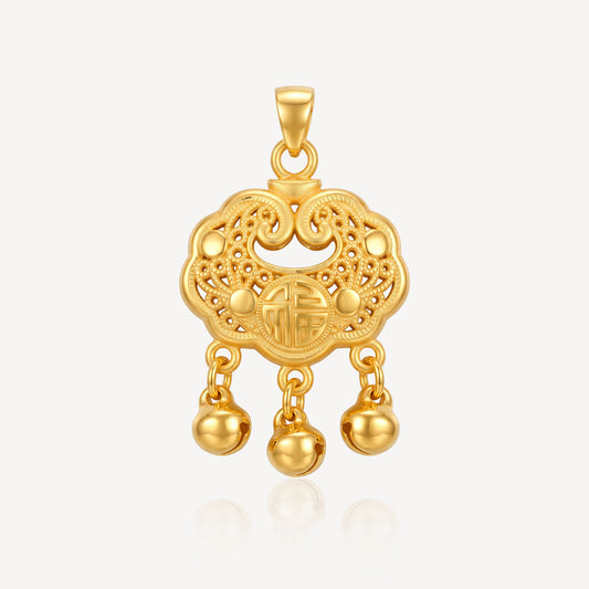 999 Gold 福 平安锁 Pendant - Top Gold Shop Gold Jewellery in singapore