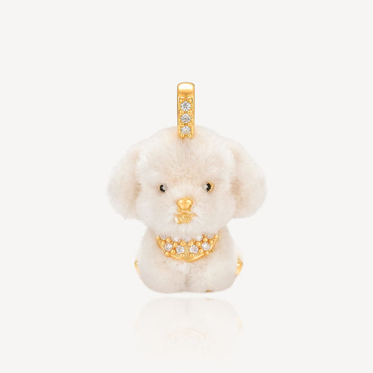 999 Gold 毛绒小狗 Pendant (Small)