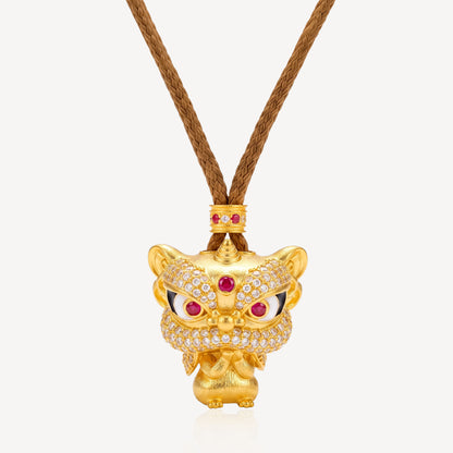 999 Gold 钱兔无量狮 Rope Necklace (L)