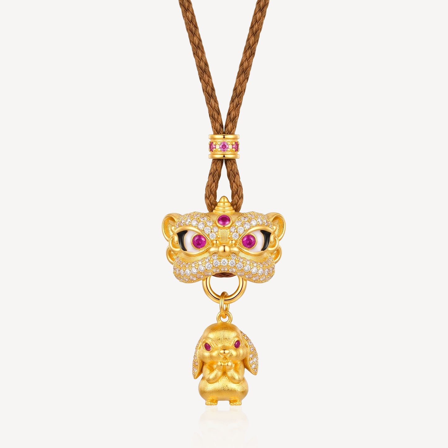 999 Gold 钱兔无量狮 Rope Necklace (L)