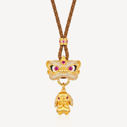 999 Gold 钱兔无量狮 Rope Necklace (L)