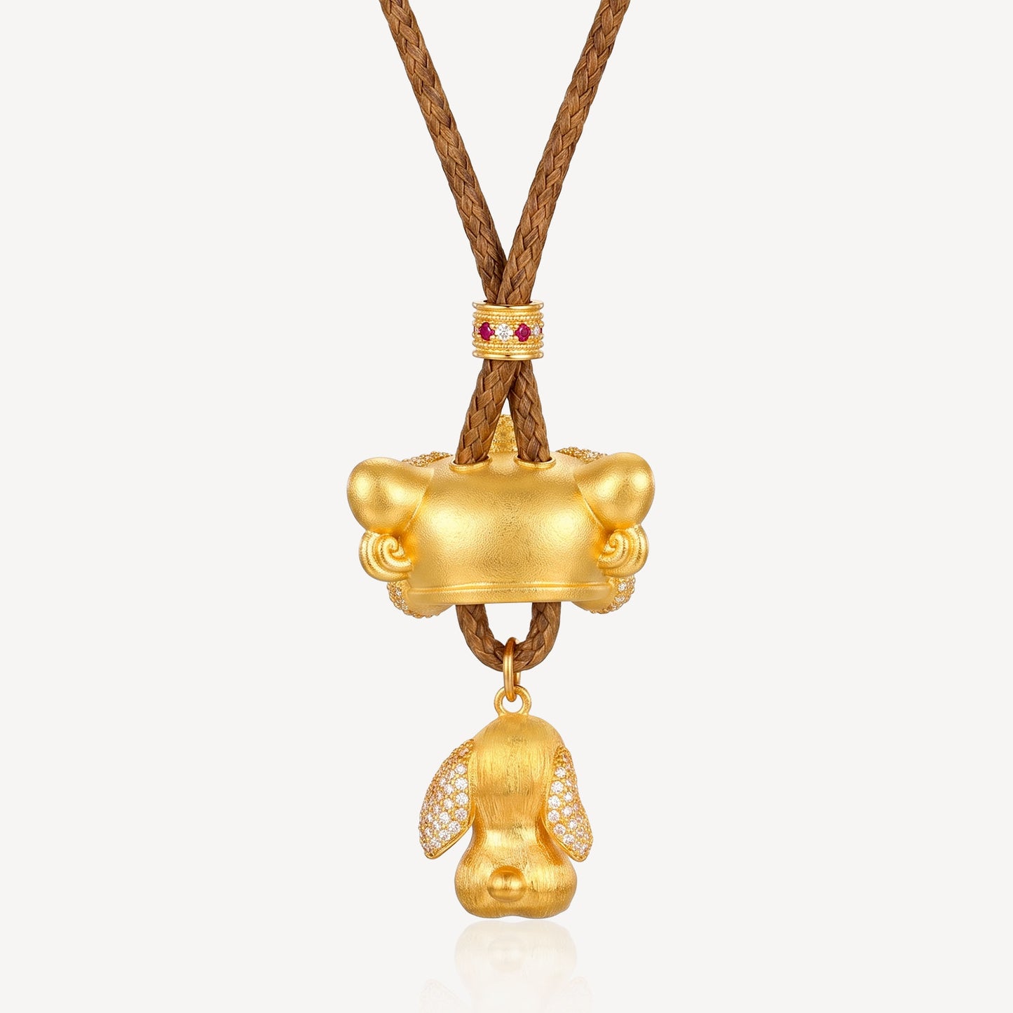 999 Gold 钱兔无量狮 Rope Necklace (L)