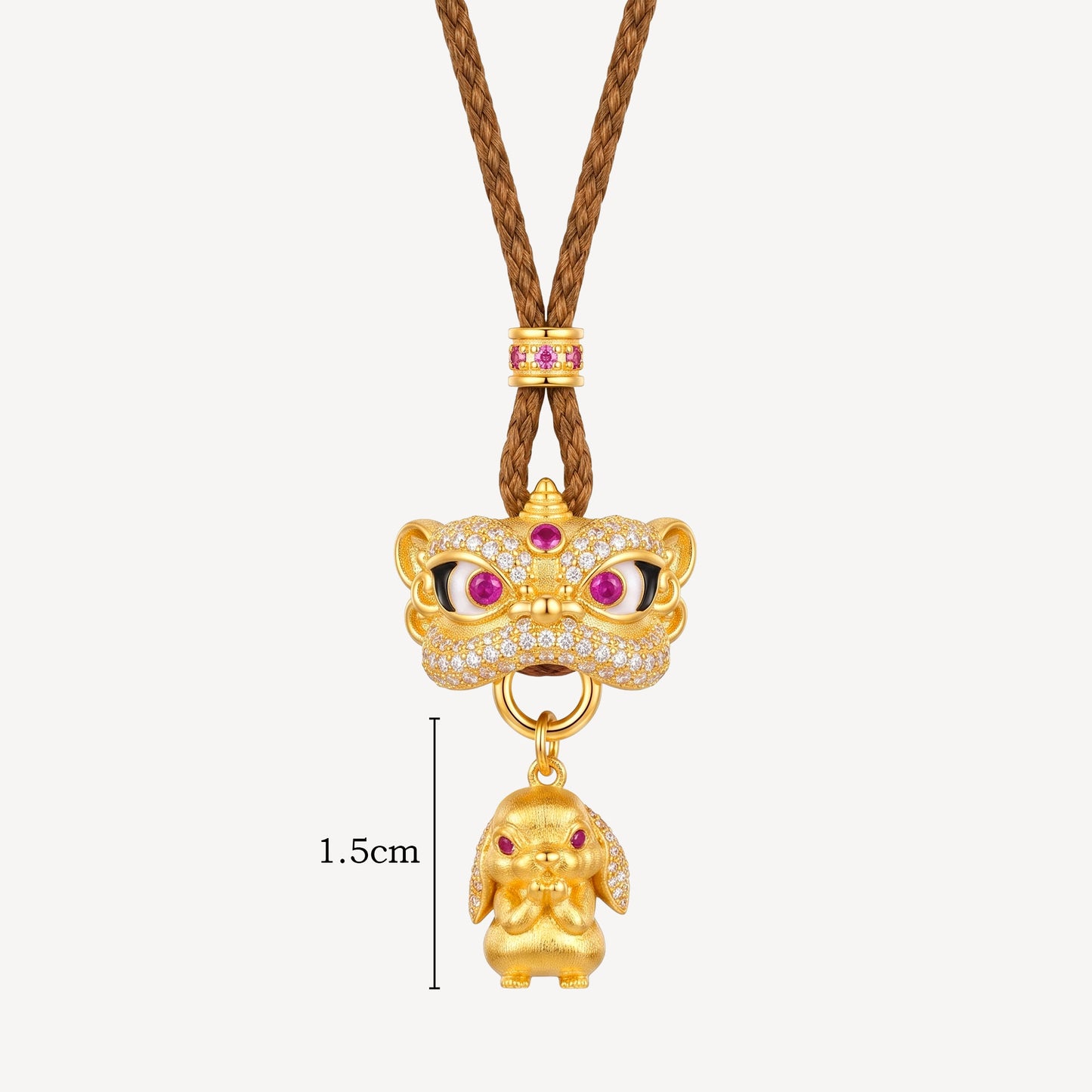 999 Gold 钱兔无量狮 Rope Necklace (L)