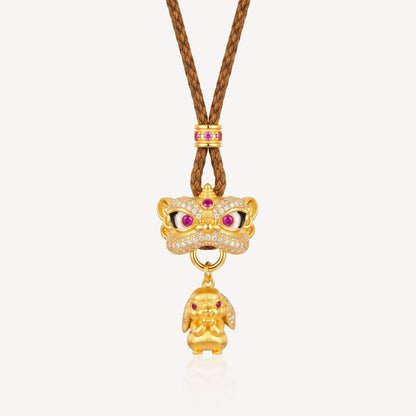 999 Gold 钱兔无量狮 Rope Necklace (S)