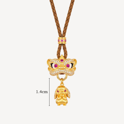 999 Gold 钱兔无量狮 Rope Necklace (S)