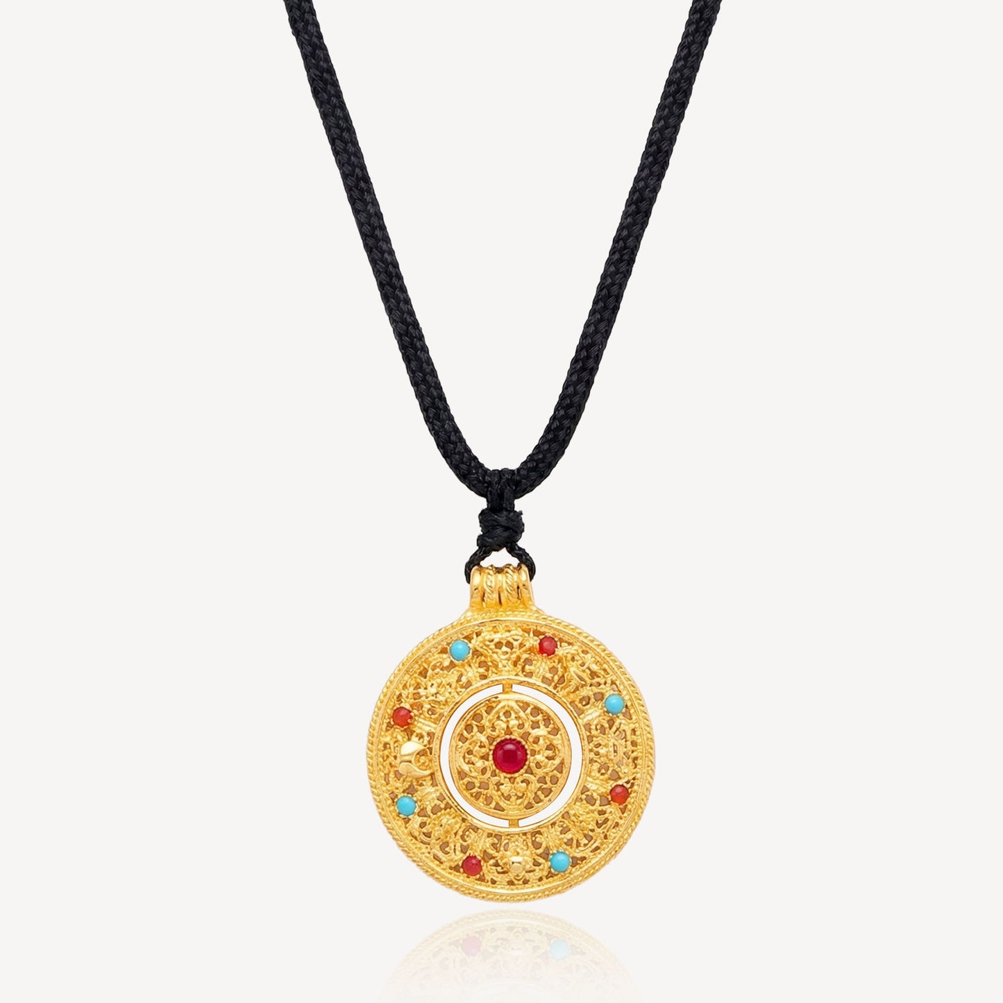 999 Gold (珐琅)八宝罗盘 Rotate Necklace