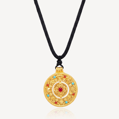 999 Gold (珐琅)八宝罗盘 Rotate Necklace