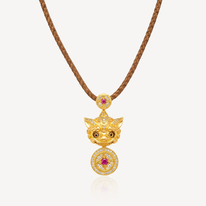 999 Gold 吞金兽 with Rope Necklace (Small)