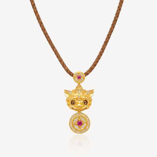999 Gold 吞金兽 with Rope Necklace (Small)