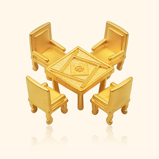 999 Gold Mahjong Table Set Ornament