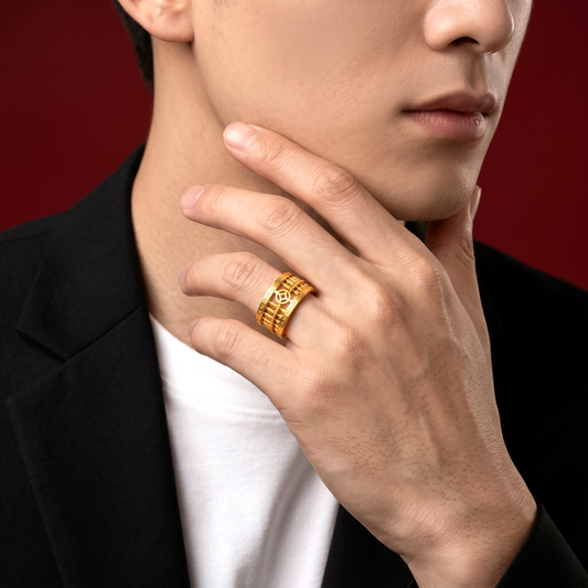 916 Gold 卍 Coin Abacus Ring