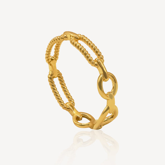 916 Gold 2-in-1 Link Ring