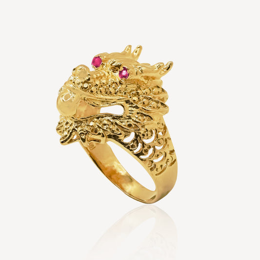 916 Gold 3D Dragon Ring