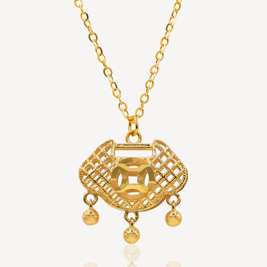 916 Gold 3D Safety Lock Necklace