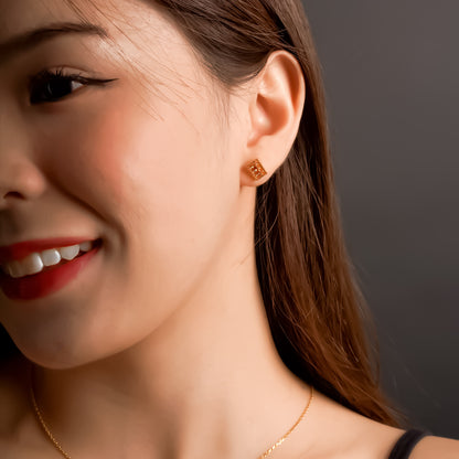 916 Gold Abacus Earring