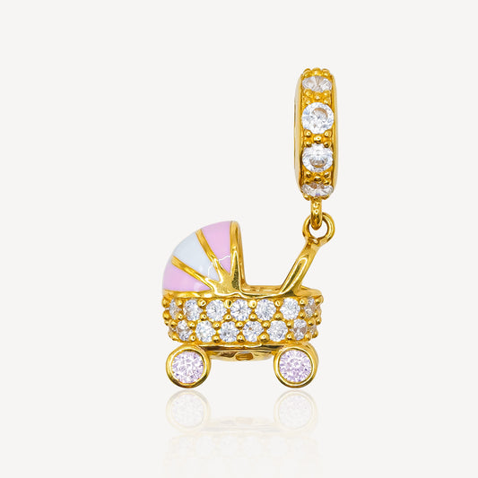 916 Gold Baby Pram Charm