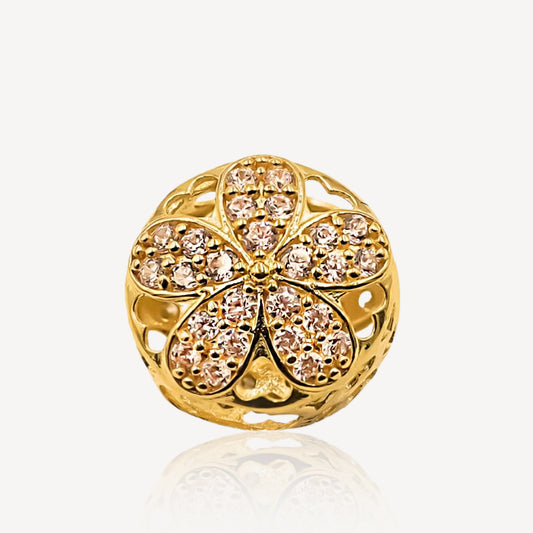 916 Gold Ball Flower Charm