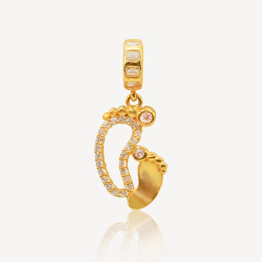 916 Gold CZ Feet Pendant