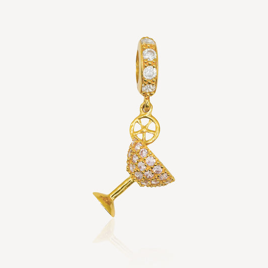 916 Gold Champagne Glass Charm