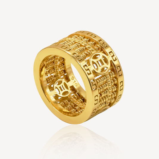 916 Gold Coin Abacus Ring