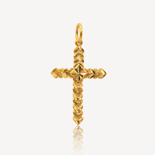 916 Gold Cross Love Pendant