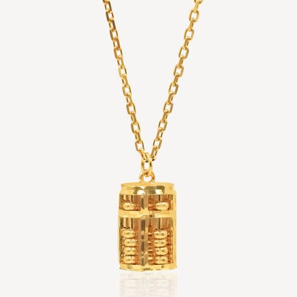 916 Gold Cylinder Abacus Necklace