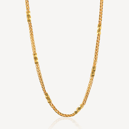 916 Gold Cylinder Beads Necklace