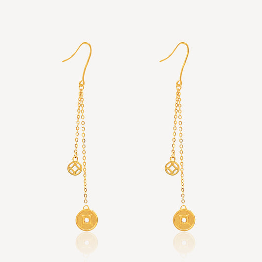 916 Gold Dangling Coin Earring