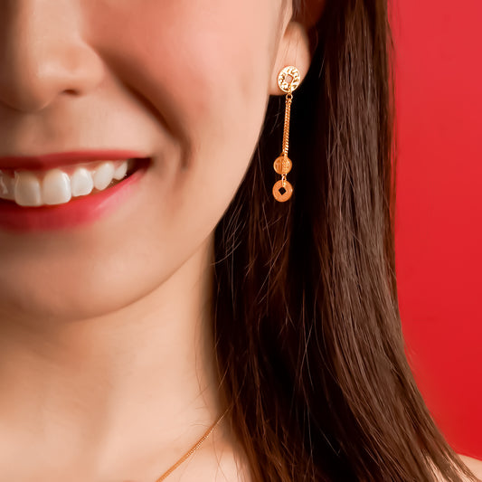 916 Gold Dangling Coin Earring