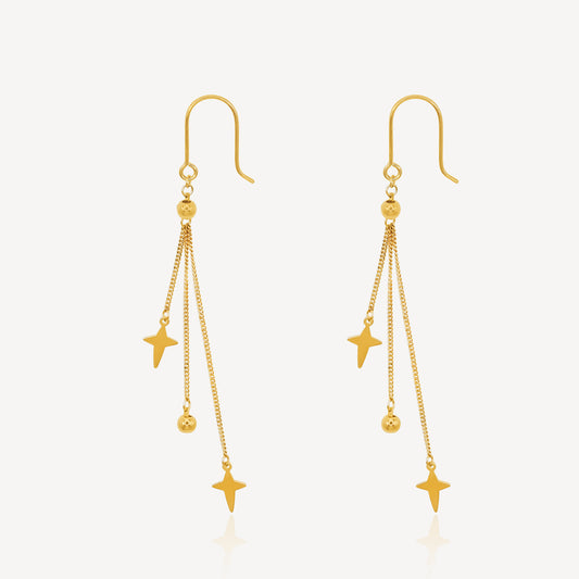 916 Gold Dangling Star Earring