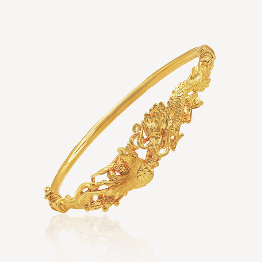 916 Gold Dragon Phoenix Bangle