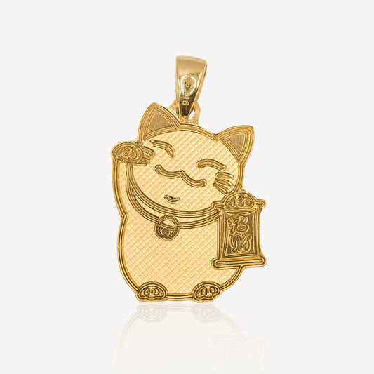 916 Gold Fortune Cat Pendant