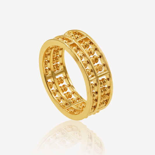 916 Gold Full Abacus Ring