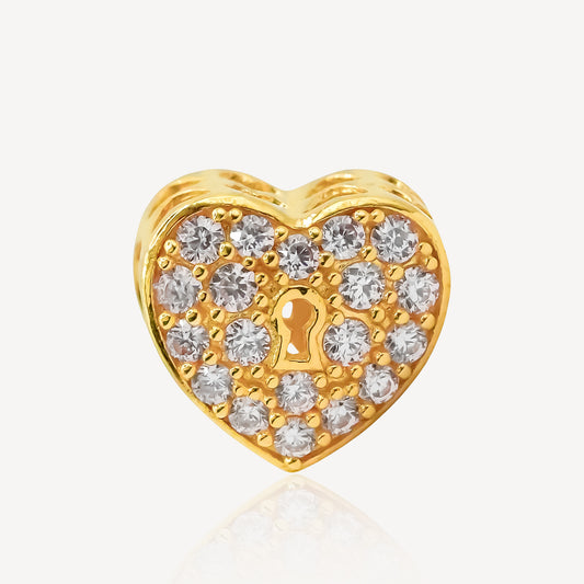 916 Gold Heart Lock Charm