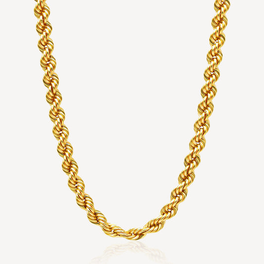 916 Gold Hollow Rope Necklace (19inch)