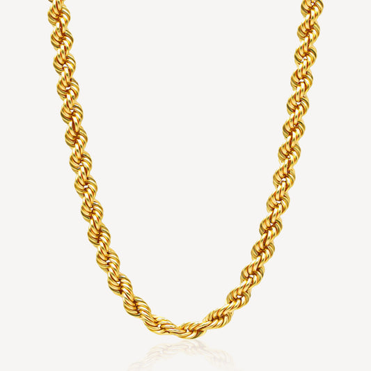 916 Gold Hollow Rope Necklace (26inch)