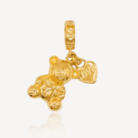 916 Gold Love Bear Charm