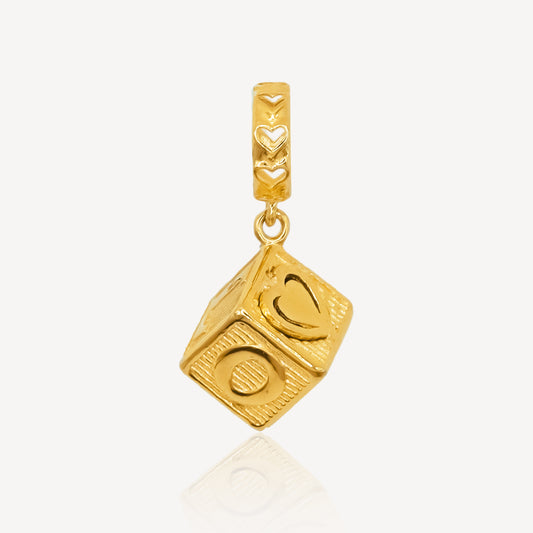 916 Gold Love Cube Charm