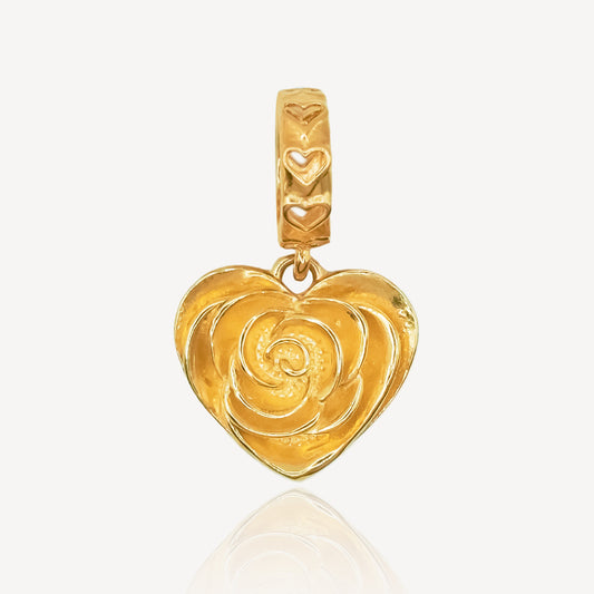 916 Gold Love Rose Charm