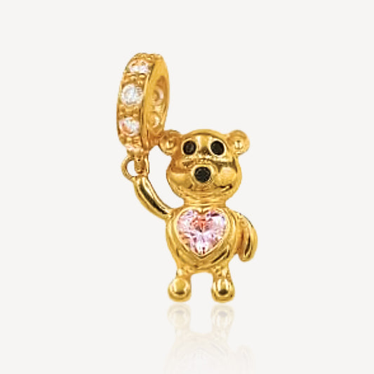 916 Gold Love Teddy Charm