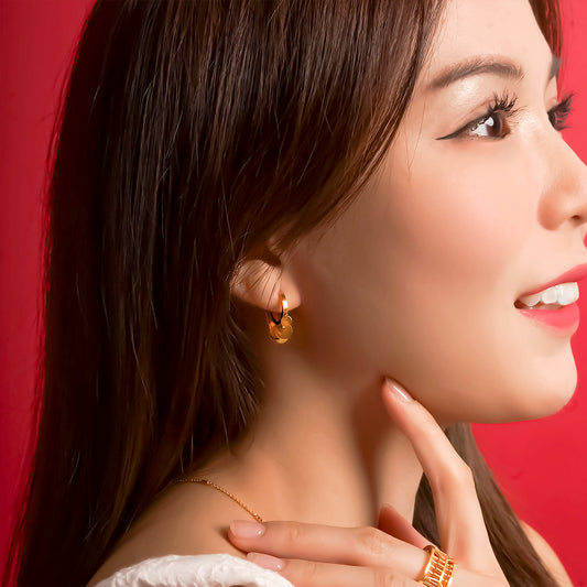 916 Gold Lupe Hoops Earring