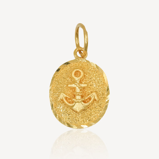 916 Gold Oval Anchor Pendant