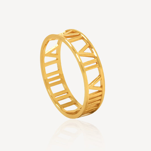 916 Gold Roman Numeral Ring