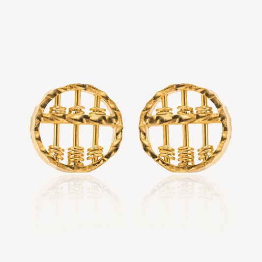 916 Gold Round Abacus Earring