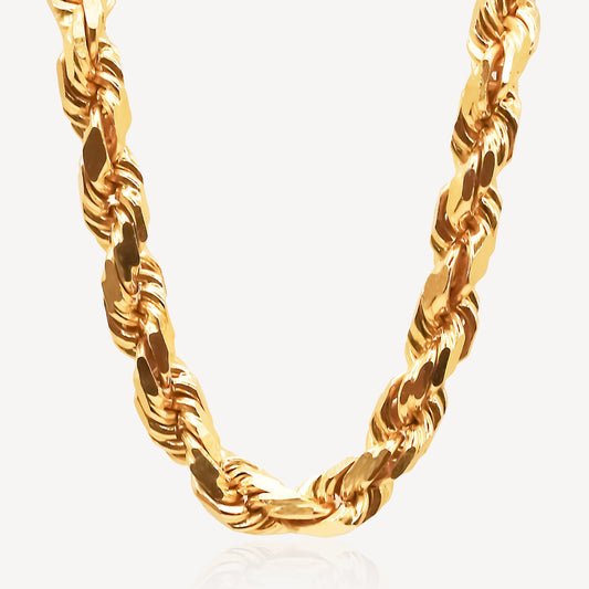 916 Gold Solid Rope Necklace (12mm Series)